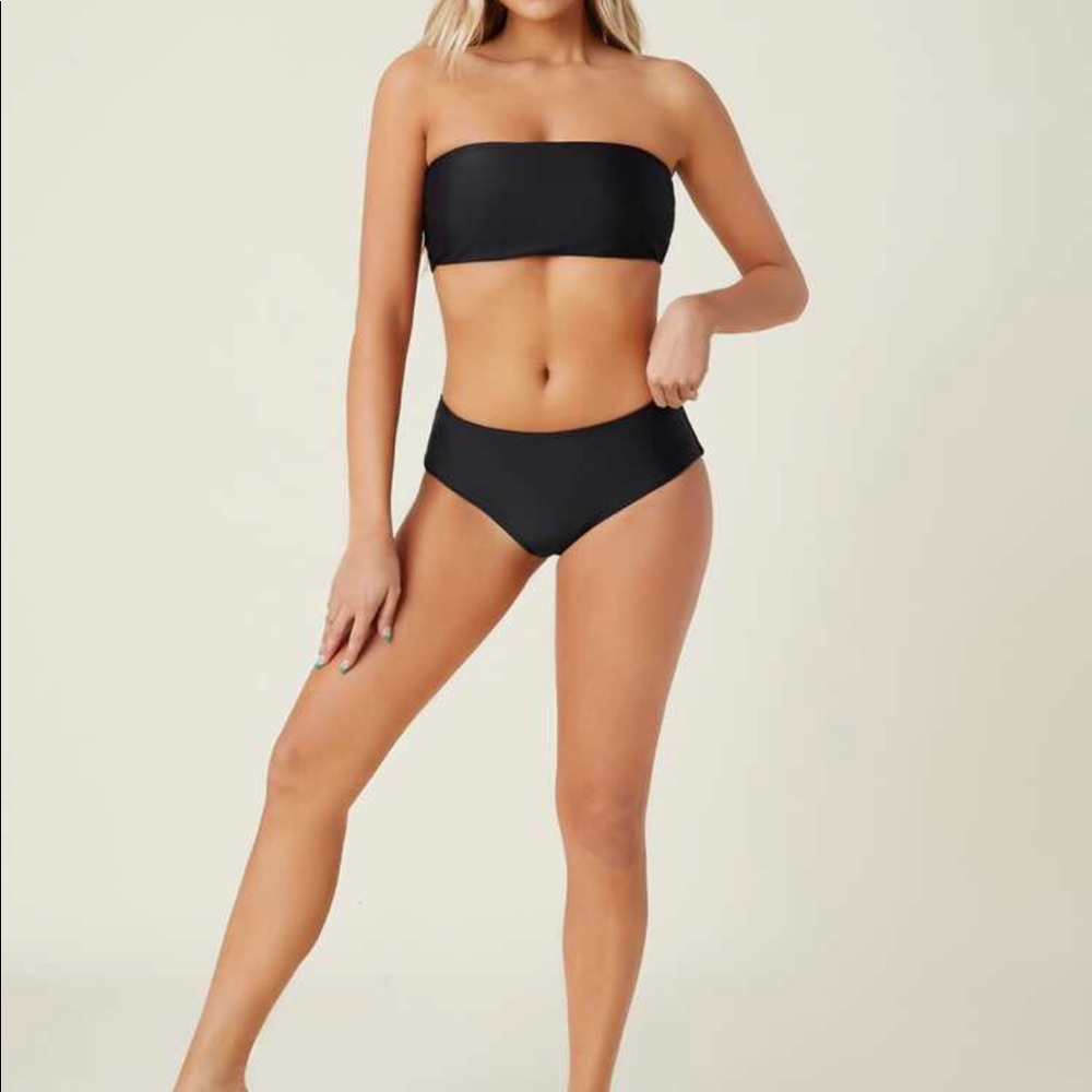 SHEIN BASICS Lace-Up Back Bandeau Bikini Swimsuit